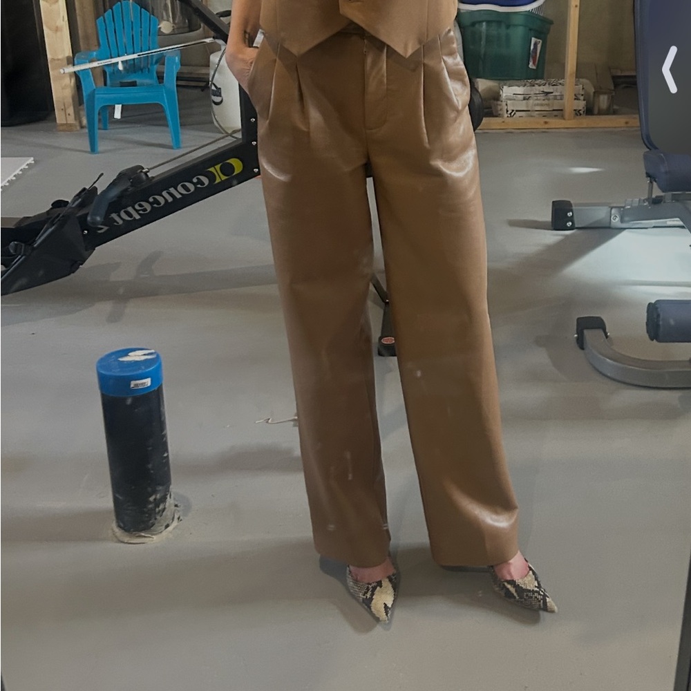 Wilfred effortless Tan Faux Leather Wide-Leg Pants